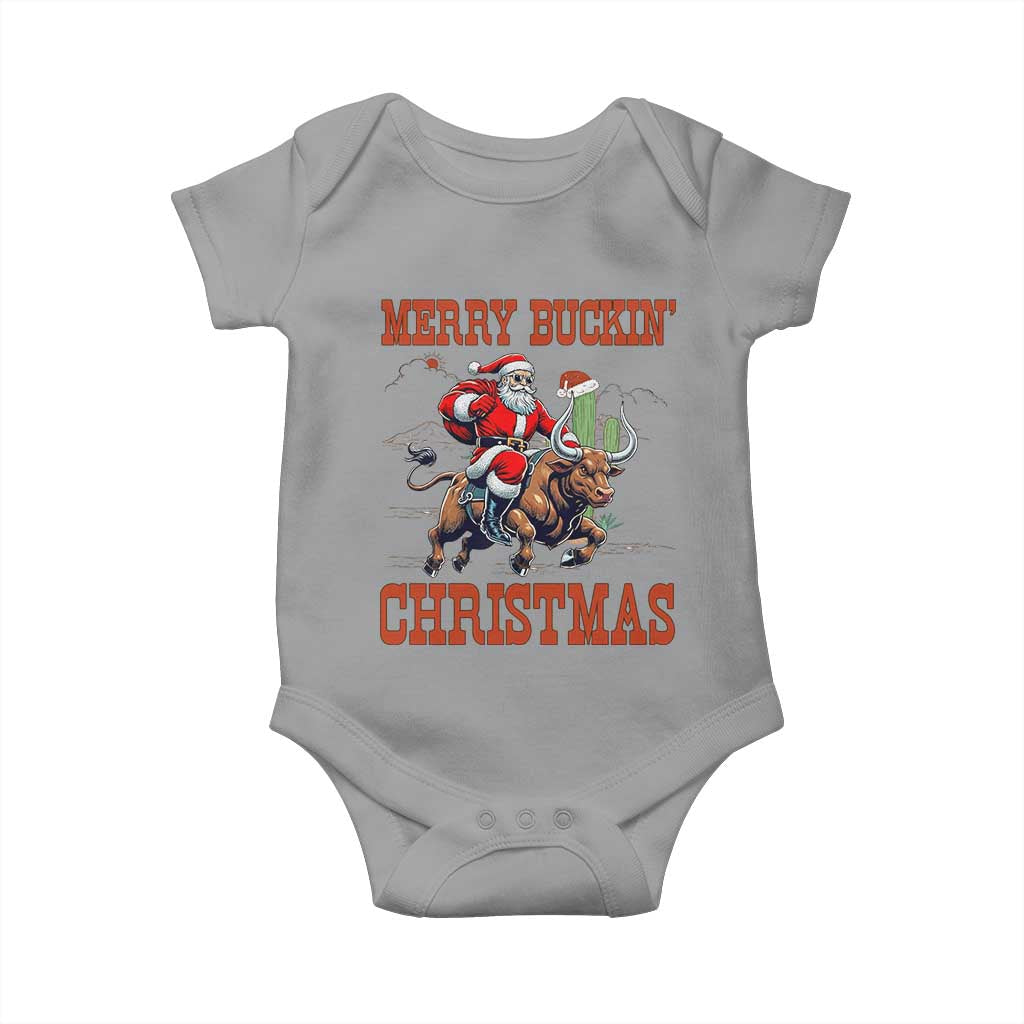 Western Black Santa Merry Buckin Christmas Baby Onesie Funny Rodeo - Wonder Print Shop