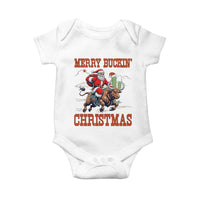 Western Black Santa Merry Buckin Christmas Baby Onesie Funny Rodeo - Wonder Print Shop