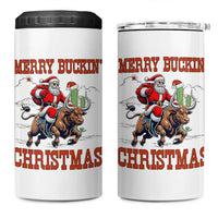 Western Black Santa Merry Buckin Christmas 4 in 1 Can Cooler Tumbler Funny Rodeo - Wonder Print Shop