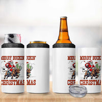 Western Black Santa Merry Buckin Christmas 4 in 1 Can Cooler Tumbler Funny Rodeo - Wonder Print Shop