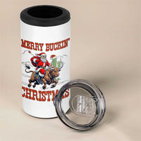 Western Black Santa Merry Buckin Christmas 4 in 1 Can Cooler Tumbler Funny Rodeo - Wonder Print Shop