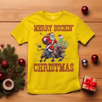 Western Black Santa Merry Buckin Christmas T Shirt Funny Rodeo - Wonder Print Shop