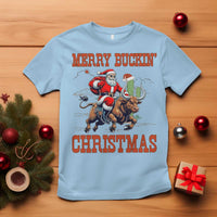 Western Black Santa Merry Buckin Christmas T Shirt Funny Rodeo - Wonder Print Shop