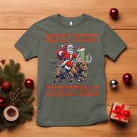 Western Black Santa Merry Buckin Christmas T Shirt Funny Rodeo - Wonder Print Shop