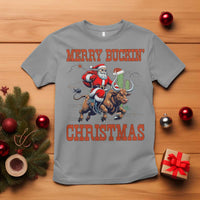 Western Black Santa Merry Buckin Christmas T Shirt Funny Rodeo - Wonder Print Shop