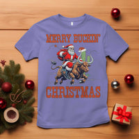 Western Black Santa Merry Buckin Christmas T Shirt Funny Rodeo - Wonder Print Shop