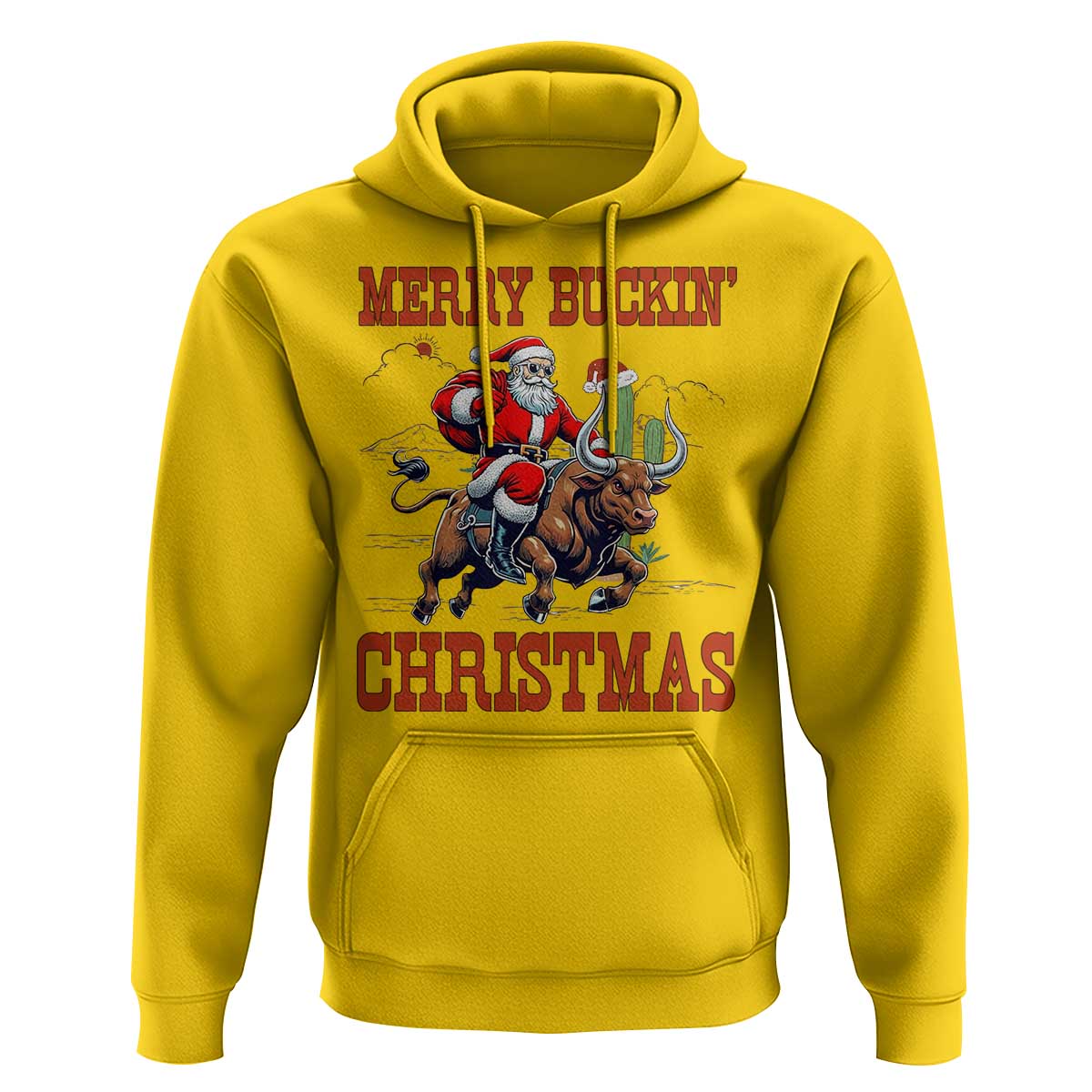 Western Black Santa Merry Buckin Christmas Hoodie Funny Rodeo - Wonder Print Shop