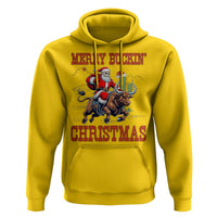 Western Black Santa Merry Buckin Christmas Hoodie Funny Rodeo - Wonder Print Shop