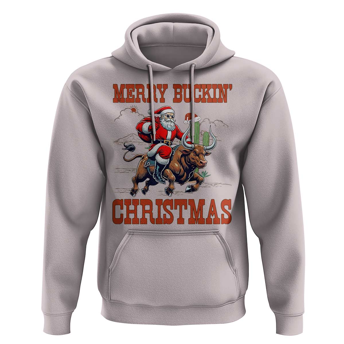 Western Black Santa Merry Buckin Christmas Hoodie Funny Rodeo - Wonder Print Shop