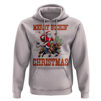 Western Black Santa Merry Buckin Christmas Hoodie Funny Rodeo - Wonder Print Shop