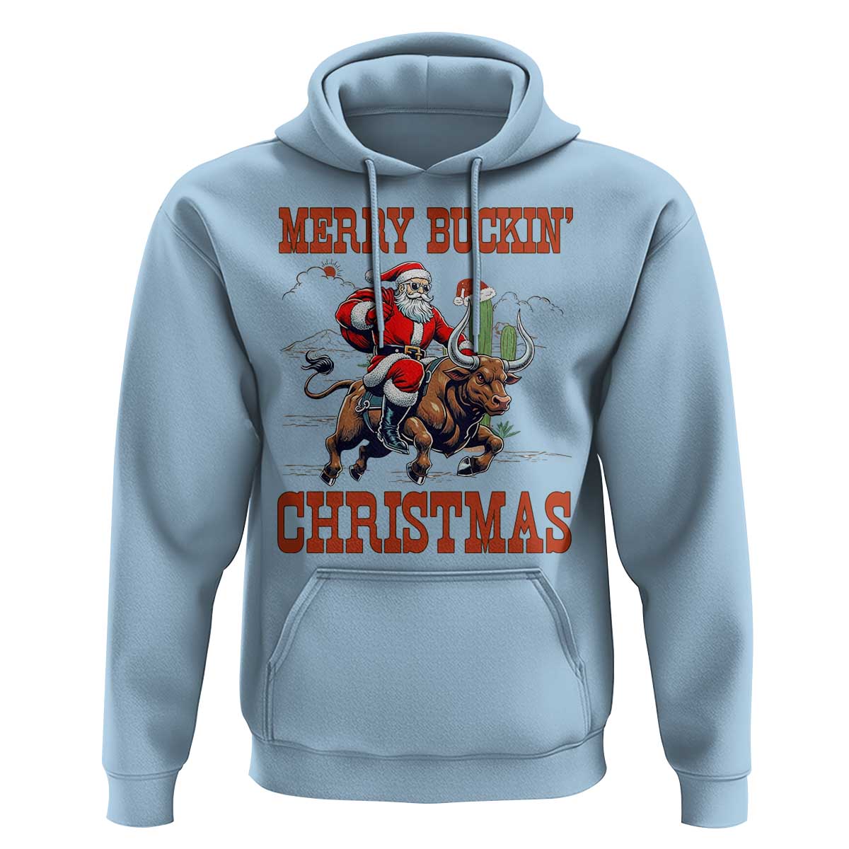 Western Black Santa Merry Buckin Christmas Hoodie Funny Rodeo - Wonder Print Shop