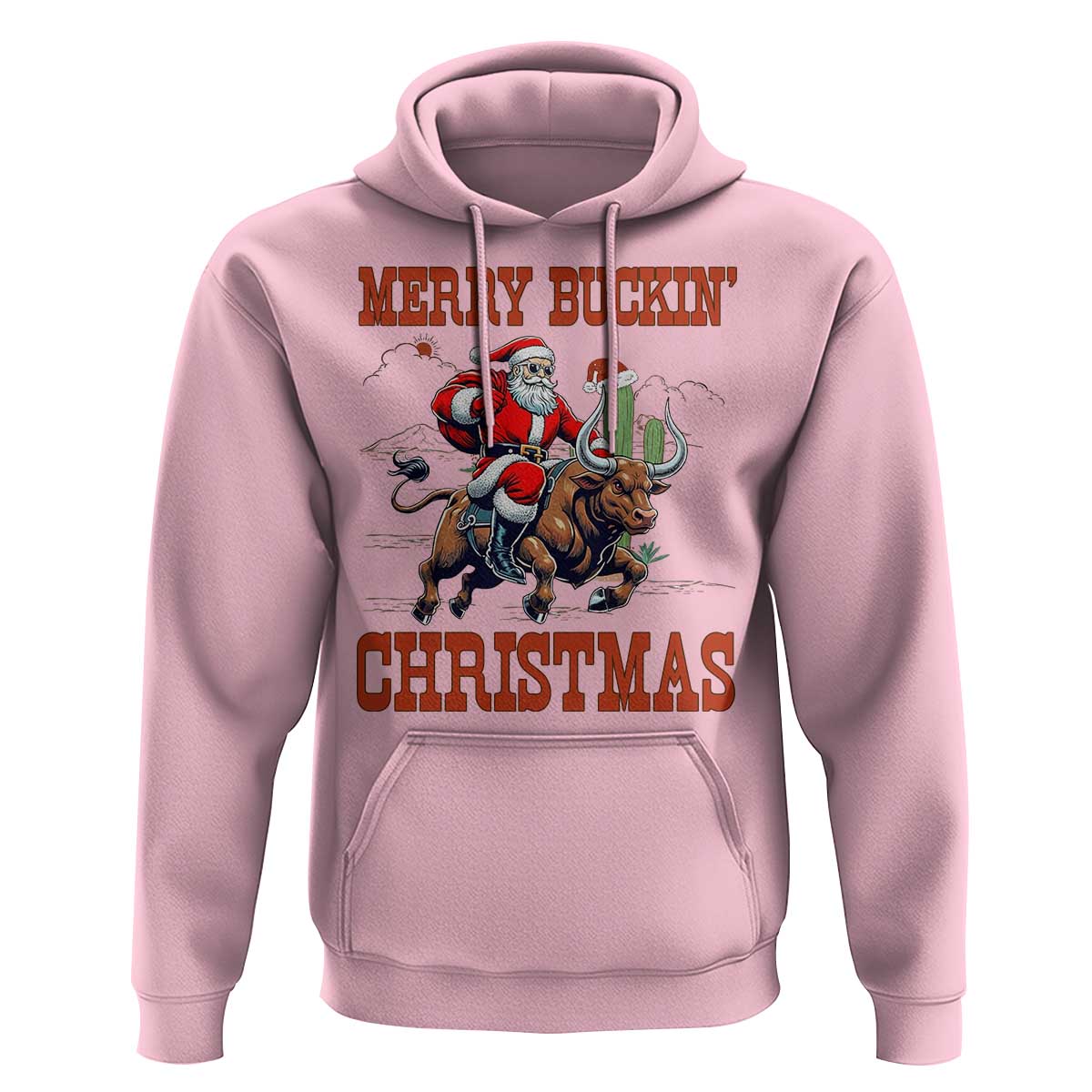 Western Black Santa Merry Buckin Christmas Hoodie Funny Rodeo - Wonder Print Shop