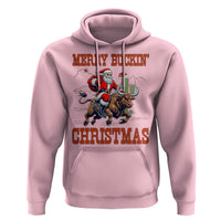 Western Black Santa Merry Buckin Christmas Hoodie Funny Rodeo - Wonder Print Shop