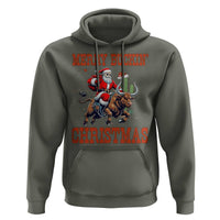 Western Black Santa Merry Buckin Christmas Hoodie Funny Rodeo - Wonder Print Shop