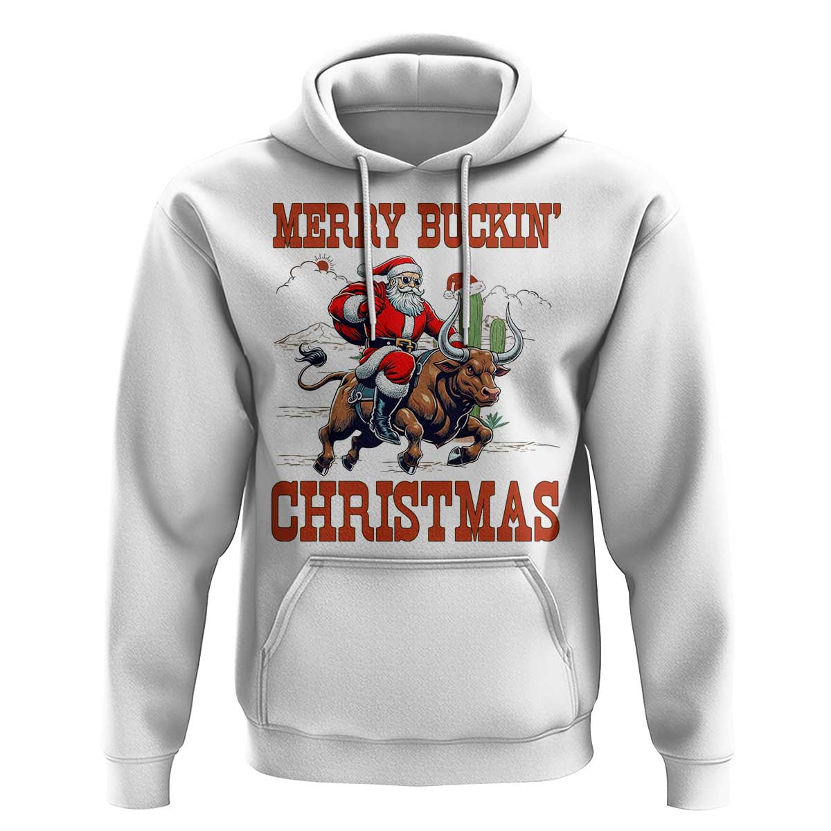 Western Black Santa Merry Buckin Christmas Hoodie Funny Rodeo - Wonder Print Shop