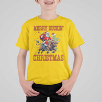 Western Black Santa Merry Buckin Christmas T Shirt For Kid Funny Rodeo - Wonder Print Shop
