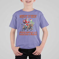 Western Black Santa Merry Buckin Christmas T Shirt For Kid Funny Rodeo - Wonder Print Shop