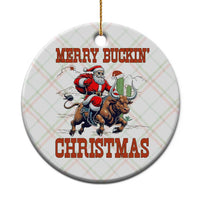 Western Black Santa Merry Buckin Christmas Ceramic Ornament Funny Rodeo - Wonder Print Shop