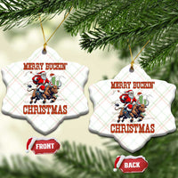 Western Black Santa Merry Buckin Christmas Ceramic Ornament Funny Rodeo - Wonder Print Shop