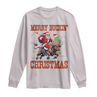 Western Black Santa Merry Buckin Christmas Long Sleeve Shirt Funny Rodeo - Wonder Print Shop