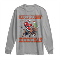 Western Black Santa Merry Buckin Christmas Long Sleeve Shirt Funny Rodeo - Wonder Print Shop