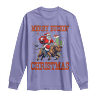 Western Black Santa Merry Buckin Christmas Long Sleeve Shirt Funny Rodeo - Wonder Print Shop