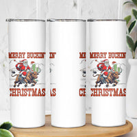 Western Black Santa Merry Buckin Christmas Skinny Tumbler Funny Rodeo - Wonder Print Shop