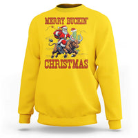 Western Black Santa Merry Buckin Christmas Sweatshirt Funny Rodeo - Wonder Print Shop