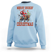 Western Black Santa Merry Buckin Christmas Sweatshirt Funny Rodeo - Wonder Print Shop