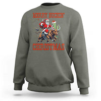 Western Black Santa Merry Buckin Christmas Sweatshirt Funny Rodeo - Wonder Print Shop