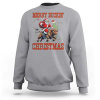 Western Black Santa Merry Buckin Christmas Sweatshirt Funny Rodeo - Wonder Print Shop