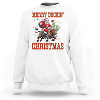Western Black Santa Merry Buckin Christmas Sweatshirt Funny Rodeo - Wonder Print Shop
