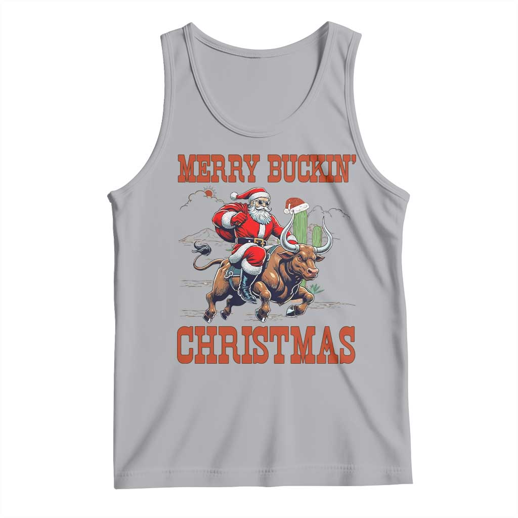 Western Black Santa Merry Buckin Christmas Tank Top Funny Rodeo - Wonder Print Shop