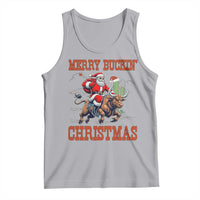 Western Black Santa Merry Buckin Christmas Tank Top Funny Rodeo - Wonder Print Shop