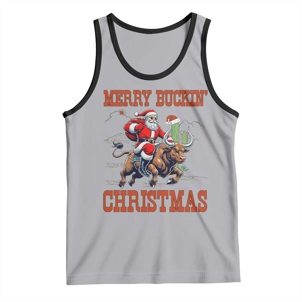 Western Black Santa Merry Buckin Christmas Tank Top Funny Rodeo - Wonder Print Shop