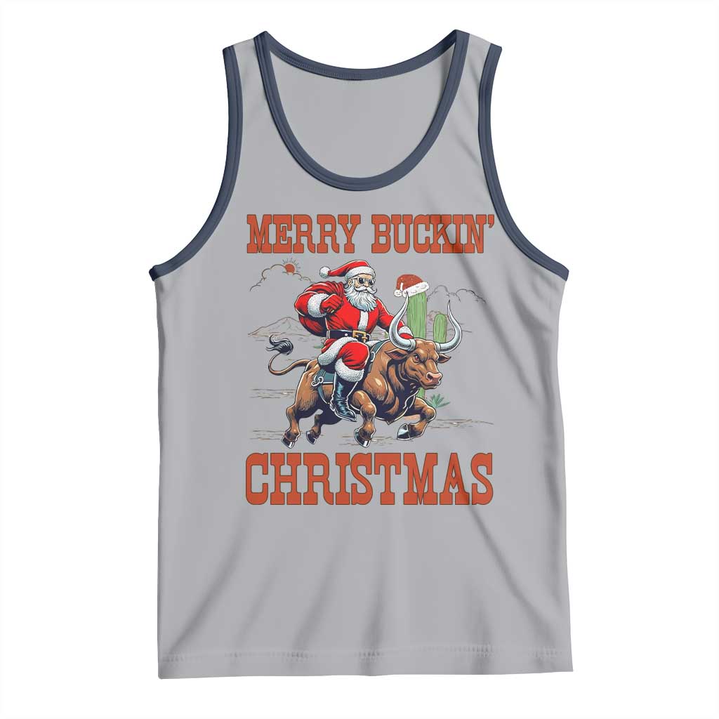 Western Black Santa Merry Buckin Christmas Tank Top Funny Rodeo - Wonder Print Shop