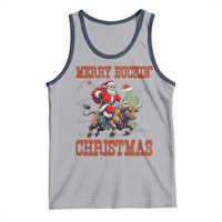 Western Black Santa Merry Buckin Christmas Tank Top Funny Rodeo - Wonder Print Shop