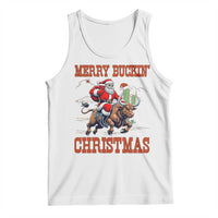 Western Black Santa Merry Buckin Christmas Tank Top Funny Rodeo - Wonder Print Shop
