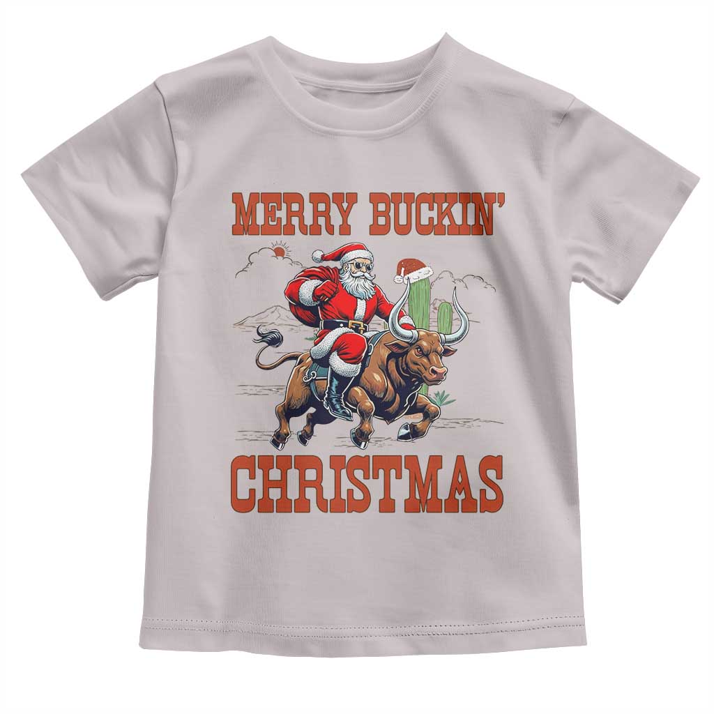 Western Black Santa Merry Buckin Christmas Toddler T Shirt Funny Rodeo - Wonder Print Shop