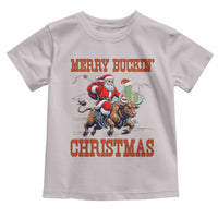 Western Black Santa Merry Buckin Christmas Toddler T Shirt Funny Rodeo - Wonder Print Shop