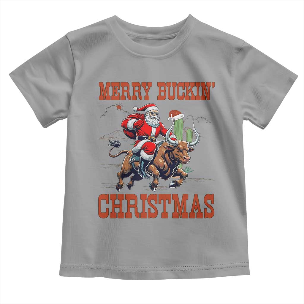 Western Black Santa Merry Buckin Christmas Toddler T Shirt Funny Rodeo - Wonder Print Shop