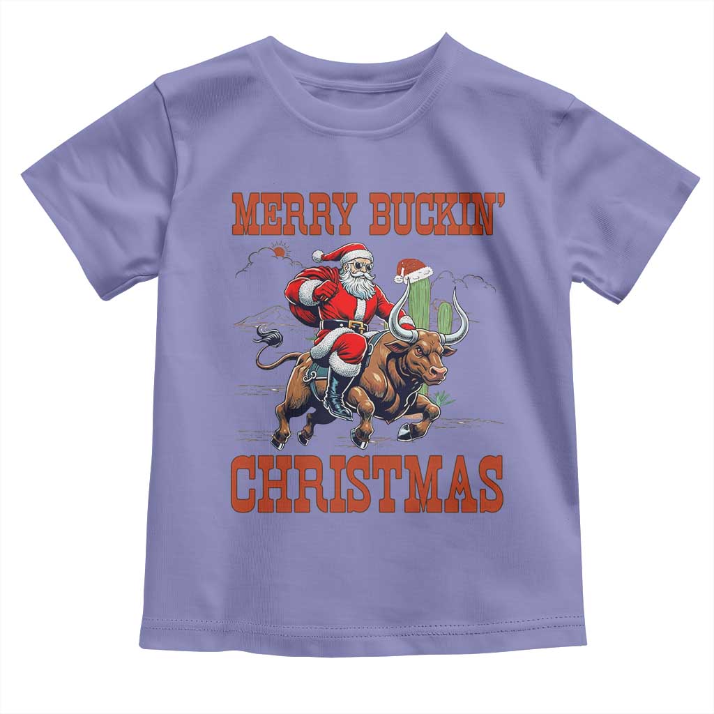 Western Black Santa Merry Buckin Christmas Toddler T Shirt Funny Rodeo - Wonder Print Shop