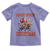 Western Black Santa Merry Buckin Christmas Toddler T Shirt Funny Rodeo - Wonder Print Shop