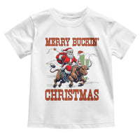 Western Black Santa Merry Buckin Christmas Toddler T Shirt Funny Rodeo - Wonder Print Shop
