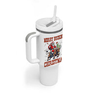 Western Black Santa Merry Buckin Christmas Tumbler With Handle Funny Rodeo - Wonder Print Shop