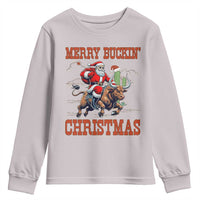 Western Black Santa Merry Buckin Christmas Youth Sweatshirt Funny Rodeo - Wonder Print Shop