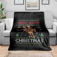 Funny Gingerbread Man Horse Rider Throw Blanket Merry Buckin Christmas Gift - Wonder Print Shop