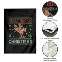 Funny Gingerbread Man Horse Rider Garden Flag Merry Buckin Christmas Gift - Wonder Print Shop