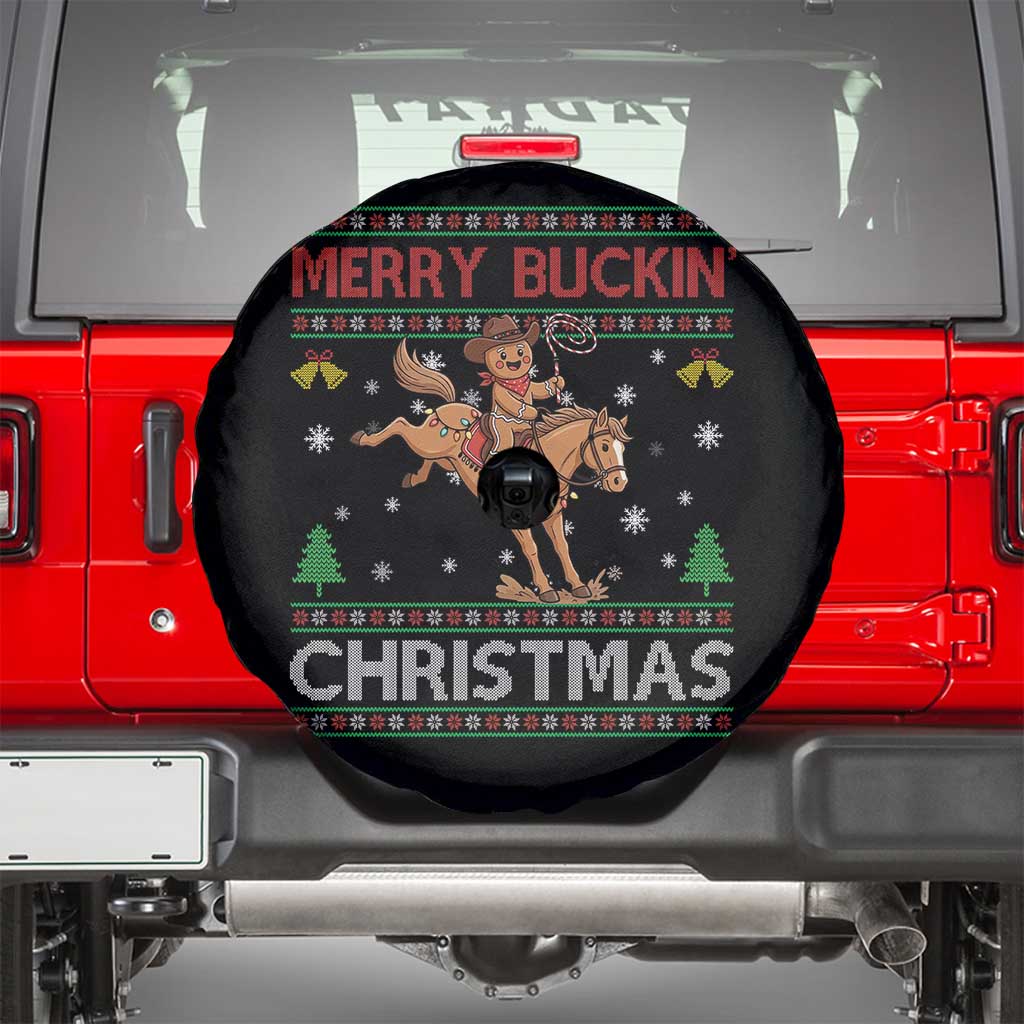 Funny Gingerbread Man Horse Rider Spare Tire Cover Merry Buckin Christmas Gift - Wonder Print Shop