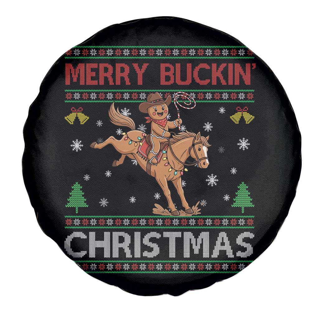 Funny Gingerbread Man Horse Rider Spare Tire Cover Merry Buckin Christmas Gift - Wonder Print Shop